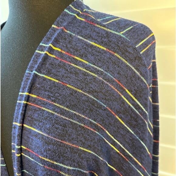 Torrid Open Lightweight Cardigan Blue Multi Rainbow Stripe Long Sleeve Sz 2 = 2X - Picture 2 of 9